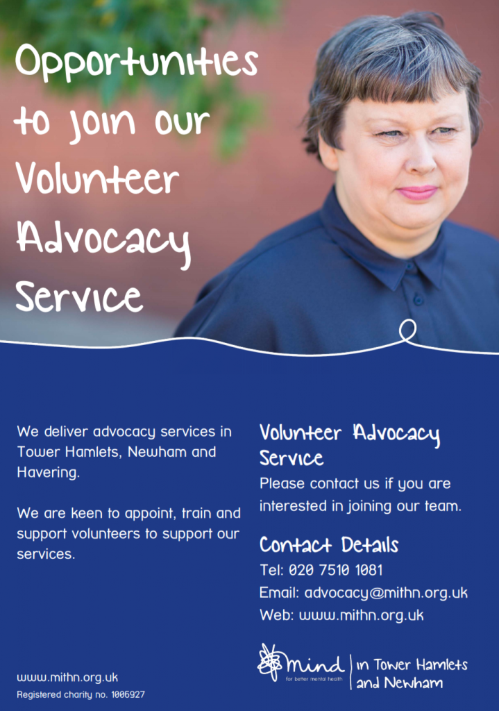 Advocacy Volunteers Mind in Tower Hamlets, Newham and Redbridge